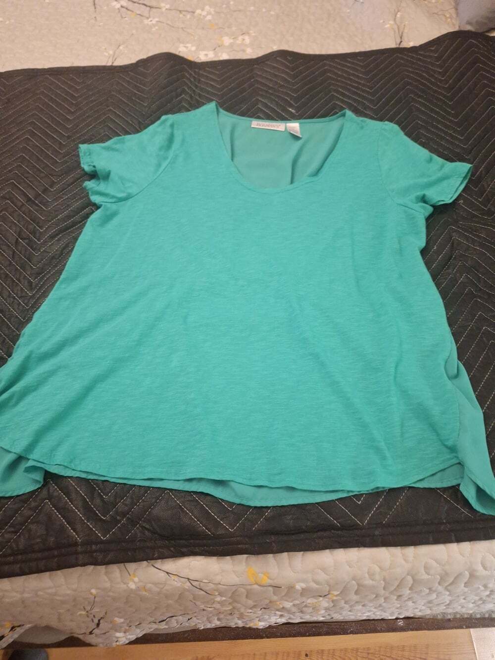 Roaman's Teal Green Short Sleeve Knit T-Shirt Plus Size